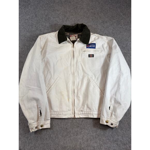 Dickies Detroit Jacket Mens Large White Sherwin Williams Patch Boxy Fit Workwear - Picture 1 of 9